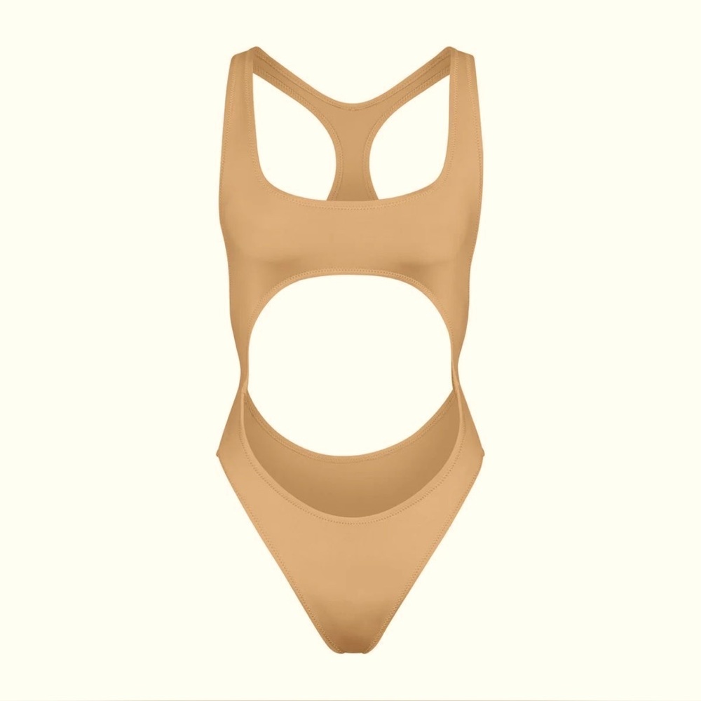 Skims Swim Cut Out MonoKini in Ochre